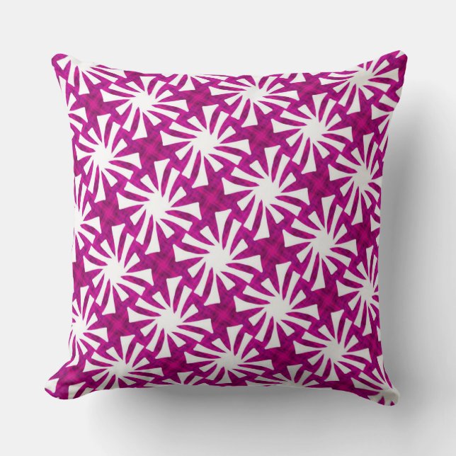 Coussin Square cushion Jimette Design fuchsia ans white (Recto)