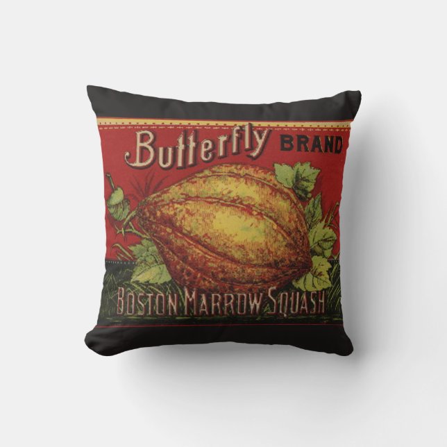 Coussin Squash Antique Végétal Étiquette Can (Recto)