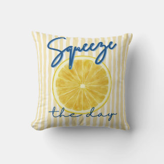 Coussin Squeeze the Day Lemon Motivational Quote