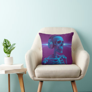 Coussin Squelette de musique qui ne meurt jamais