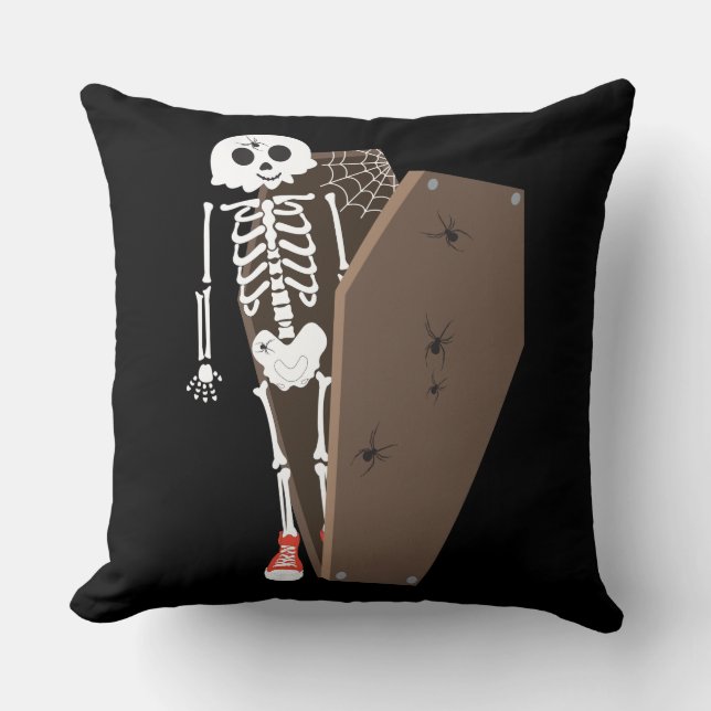Coussin Squelette et café Halloween Design (Recto)