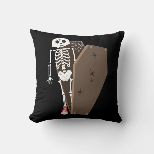 Coussin Squelette et café Halloween Design (Recto)