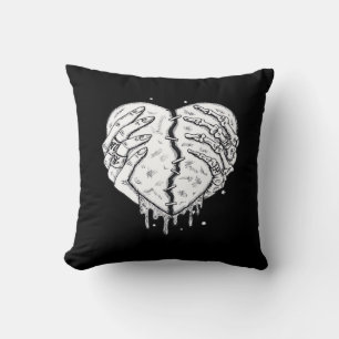 Coussin Squelette Mains Coeur - Coeur gothique Classique