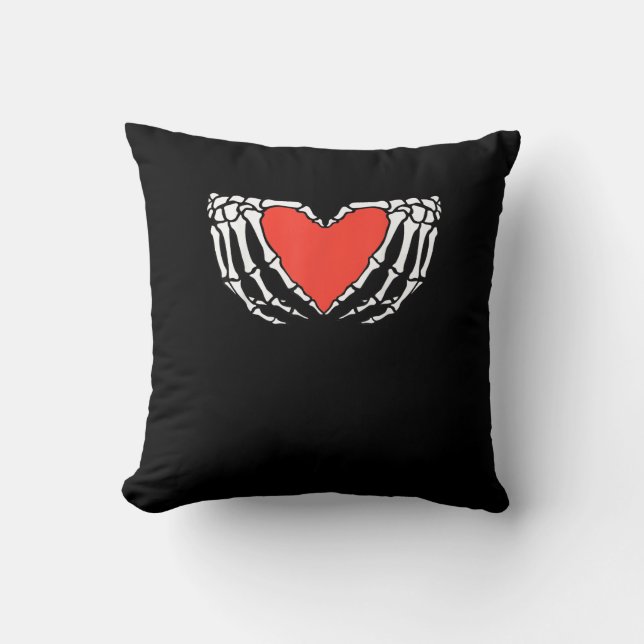 Coussin Squelette Mains Formant Coeur - Déplaisant Hallo g (Recto)
