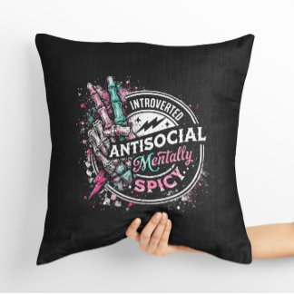 Coussin Squelette Mentalement Épicé Antisocial Introverti
