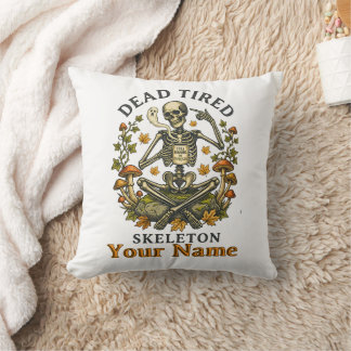 Coussin Squelette mort de fatigue avec Halloween café