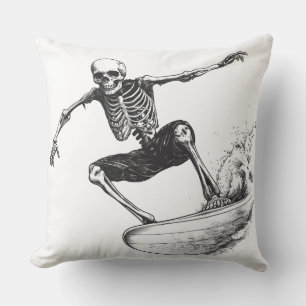 Coussin 💀 Squelette Surfeur : Style Minimaliste 🏄♂️