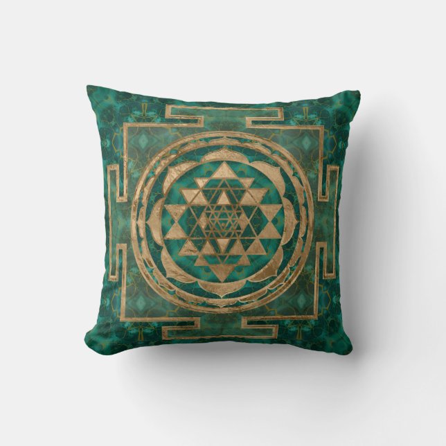 Coussin Sri Yantra/malachite et or de Sri Chakra (Recto)