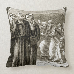 Coussin St Columba chantant, et attaqué par les druides,