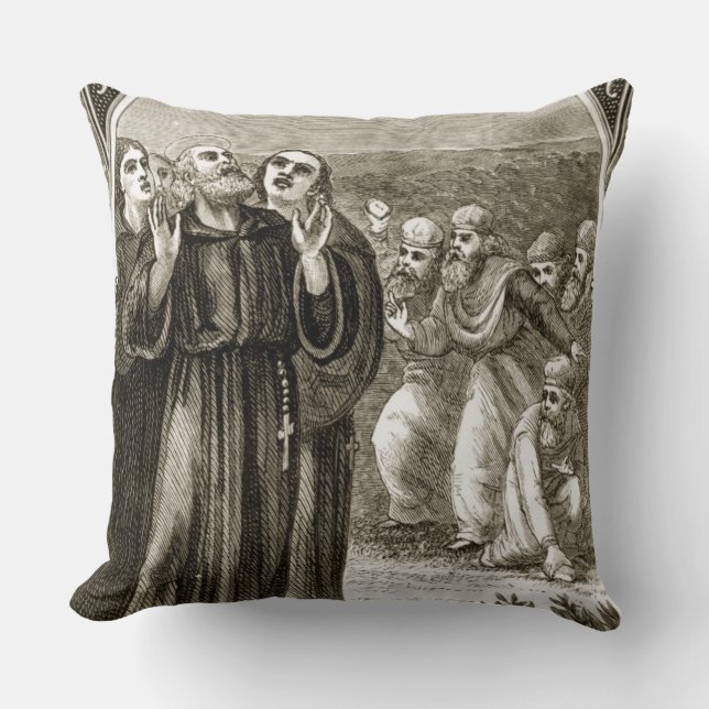 Coussin St Columba chantant, et attaqué par les druides, (Recto)