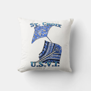 Coussin St Croix U V.I. Vacances Tribal Stingray Océan