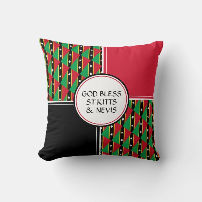 Coussin ST KITTS & NEVIS FLAG Patriotique Dieu béni (Recto)