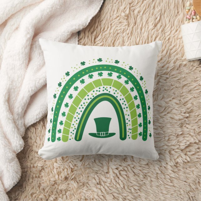 Coussin St. Patricks Day Cute Green Clover Arc-en-ciel (Couverture)