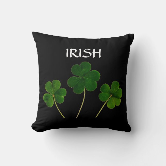 Coussin St Patrick's Day Irish 2020 Shamrock vert noir (Recto)