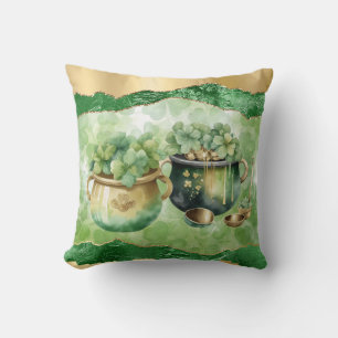 Coussin St. Patrick's Day Pots of Gold Irish Clovers