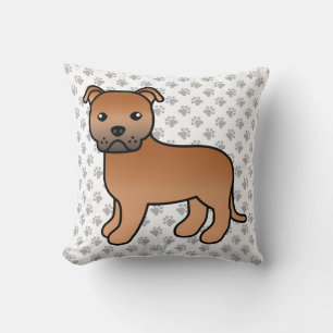 Coussin Staffie anglais rouge mignon chien de dessin animé