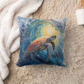 Coussin Stained Sea Turtle
