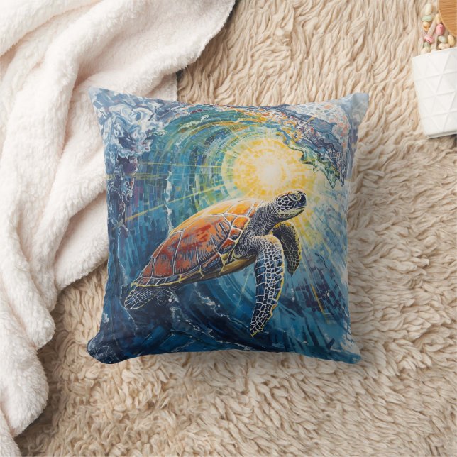 Coussin Stained Sea Turtle (Couverture)