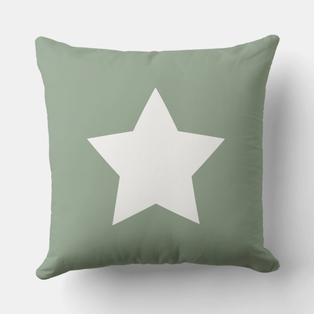 Coussin Star and initials Modern sage green and white (Verso)