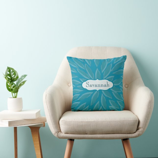Coussin Star Burst Flower Turquoise Bright Aqua Personnali (Chaise)