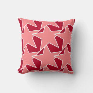 Coussin Star moderne géométrique - corail rose et rouge