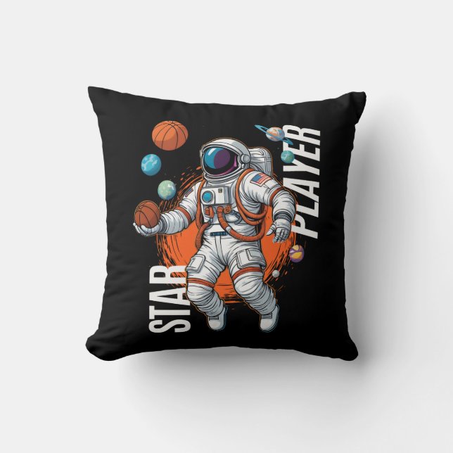 Coussin Star Player - Vibes de basketball spatial (Recto)