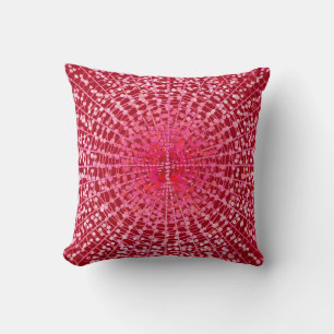 Coussin Starburst Abstrait moderne, Bourgogne et rose