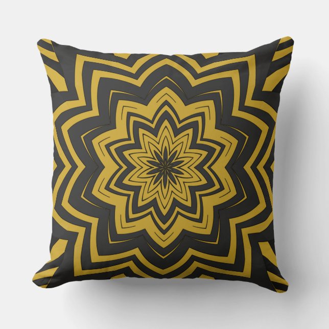 Coussin Starburst moderne Boho Grey & Anzac Gold (Recto)