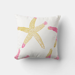 Coussin Starfish Beach Hot rose Glitt Or Blanc Cute