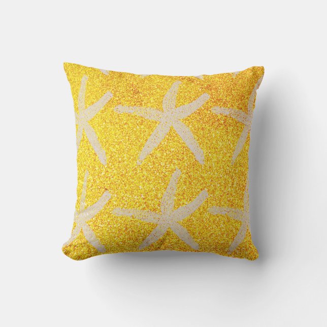 Coussin Starfish Motif Gold Parties scintillant Nautique C (Recto)