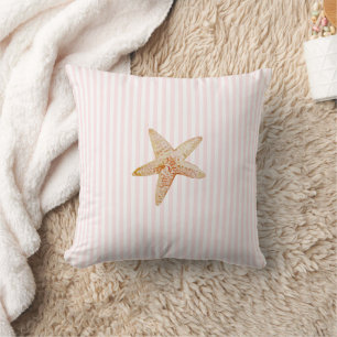 Coussin Starfish Peinture Pink Stripe Ocean Beach House
