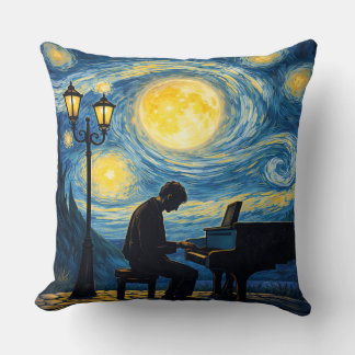 Coussin Starry Night Piano Dream Pillow – Romantic Moonlig