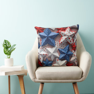 COUSSIN STARS ET STRIPES BLEUS BLANCS ET ROUGES PATRIOTIQU