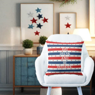 Coussin Stars & Stripes 4 Juillet Manger Boire et être pat