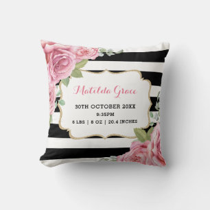 Coussin Stat assez rose de naissance de bébé de Paris de