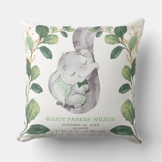 Coussin Stat de naissance d'homme d'éléphant d'or de (Recto)