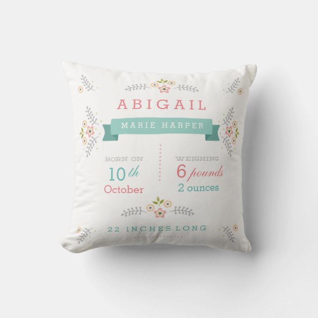 Coussin Stat florale de bébé de jardin (Recto)