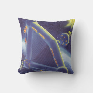 Coussin Station spatial en orbite de science-fiction vinta