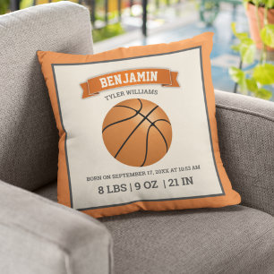 Coussin Statistiques de naissance de bébé de basket-ball m