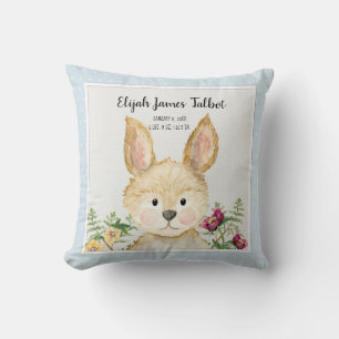 Coussin Statistiques de naissance du garçon Rabbit Aquarel