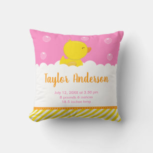 Coussin Statistiques de naissance en caoutchouc Ducky Jaun