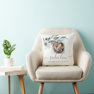 Coussin Statistiques de naissance nouveau-né Photo Jeu d'o