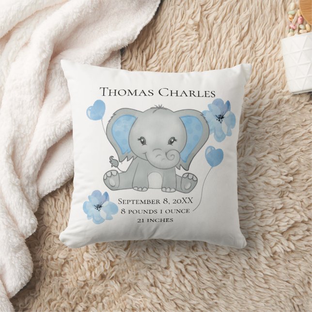 Coussin Statistiques de naissance personnalisées Baby Elep (Couverture)