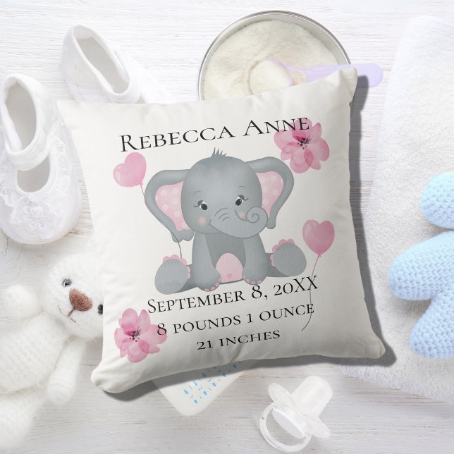 Coussin Statistiques de naissance personnalisées Baby Elep (Créateur téléchargé)