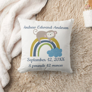 Coussin Statistiques de naissance Rainbow Sleeping Animal 