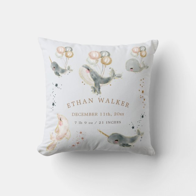 Coussin statistiques magiques de naissance des baleines (Recto)