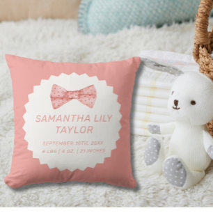 Coussin Statistiques sur la naissance du bébé nouveau-né J