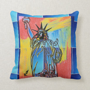 Coussin statue Abstraite moderne de l'aquarelle de libert
