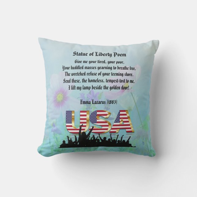 Coussin Statue de poème de liberté, une nation des (Recto)
