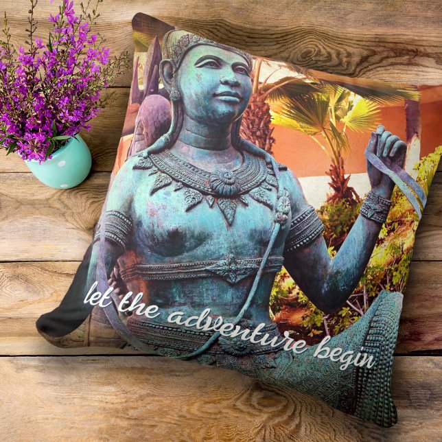 Coussin Statue du Guerrier Turquoise Photo Let Adventure B (Créateur téléchargé)